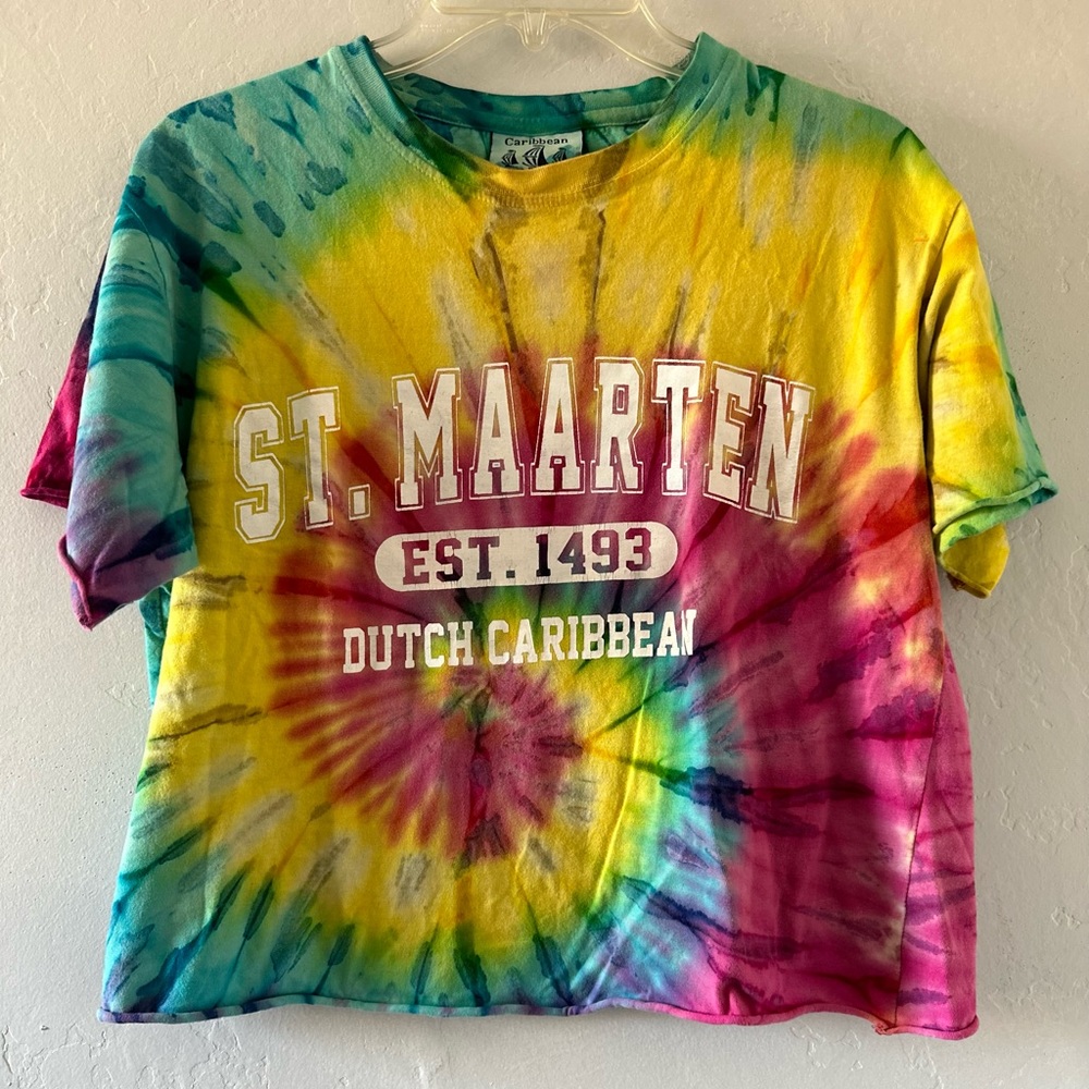 Dutch Carribean Crop top St Maartens Tie Dye Top Shirt Size L